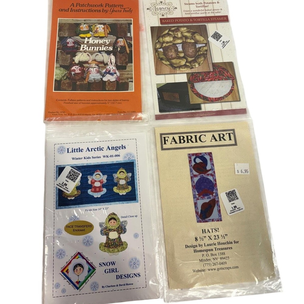 Lot of 4 Sewing Patterns Honey Bunnies Arctic Angels Potato Steamer Fabric Art